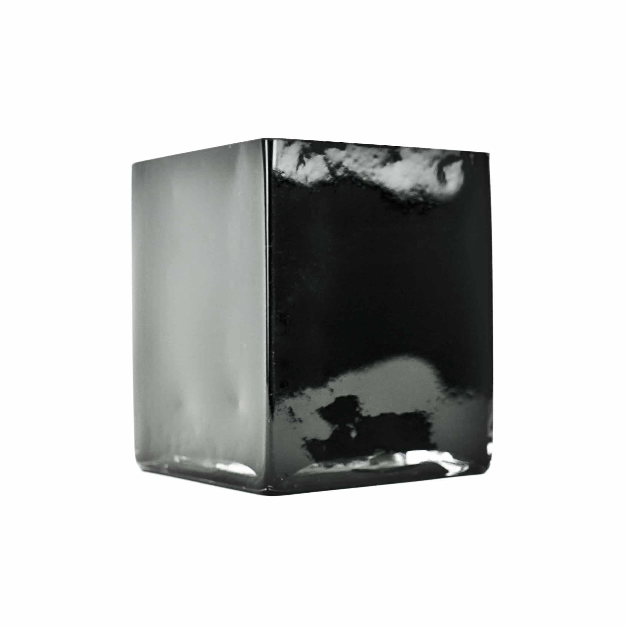 Glass Cube Vase in Black 5-inch