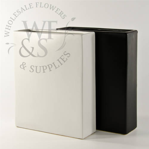 8" x 10" Ceramic Tall Rectangle Vases white and black