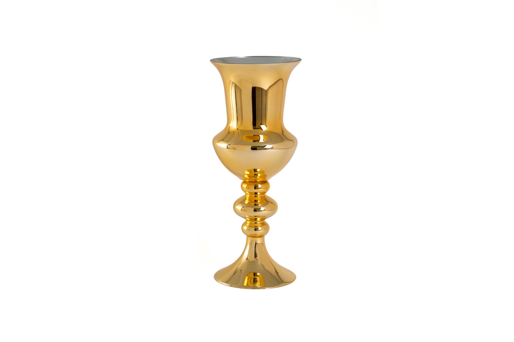 Gold Mirrored Glass Classic Pedestal  Vase