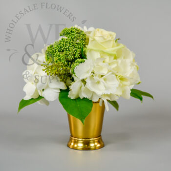 4.4" Gold Aluminum Mint Julep Cup with flowers