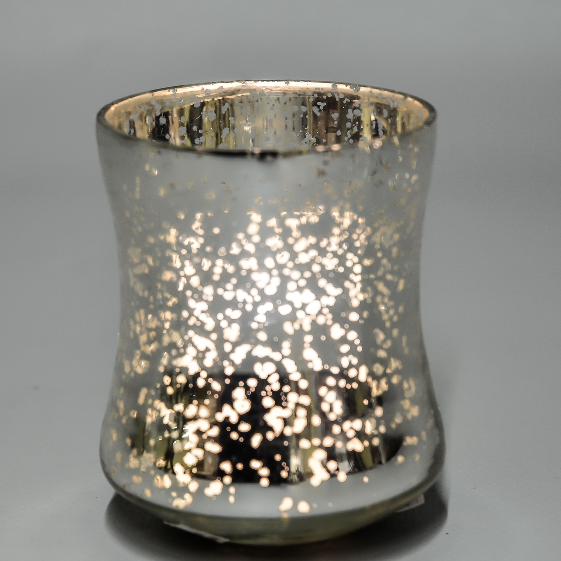 Champagne Silver Mercury Glass Candle Holder, Votive Holder