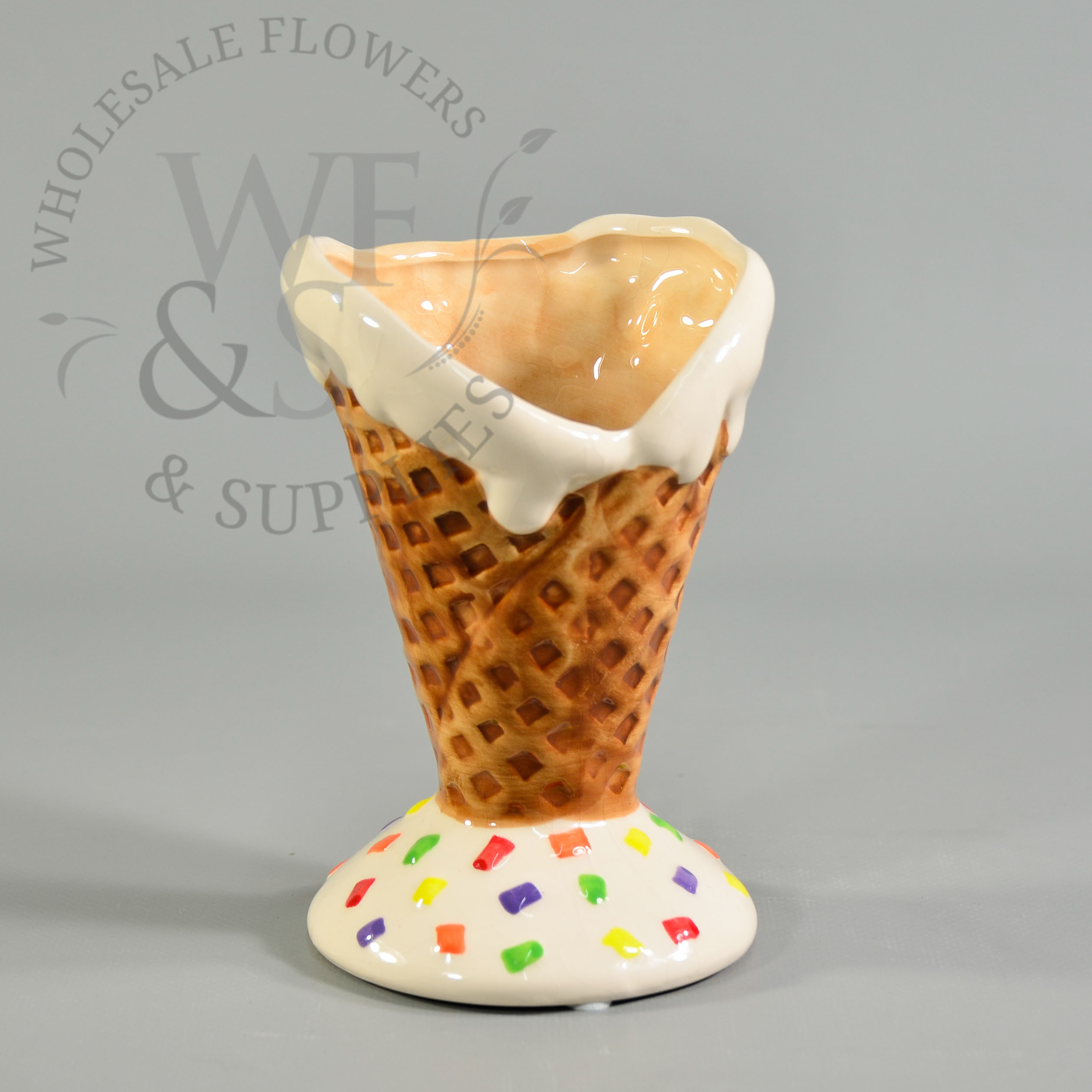 Ice Cream Cone Ceramic Vases  White