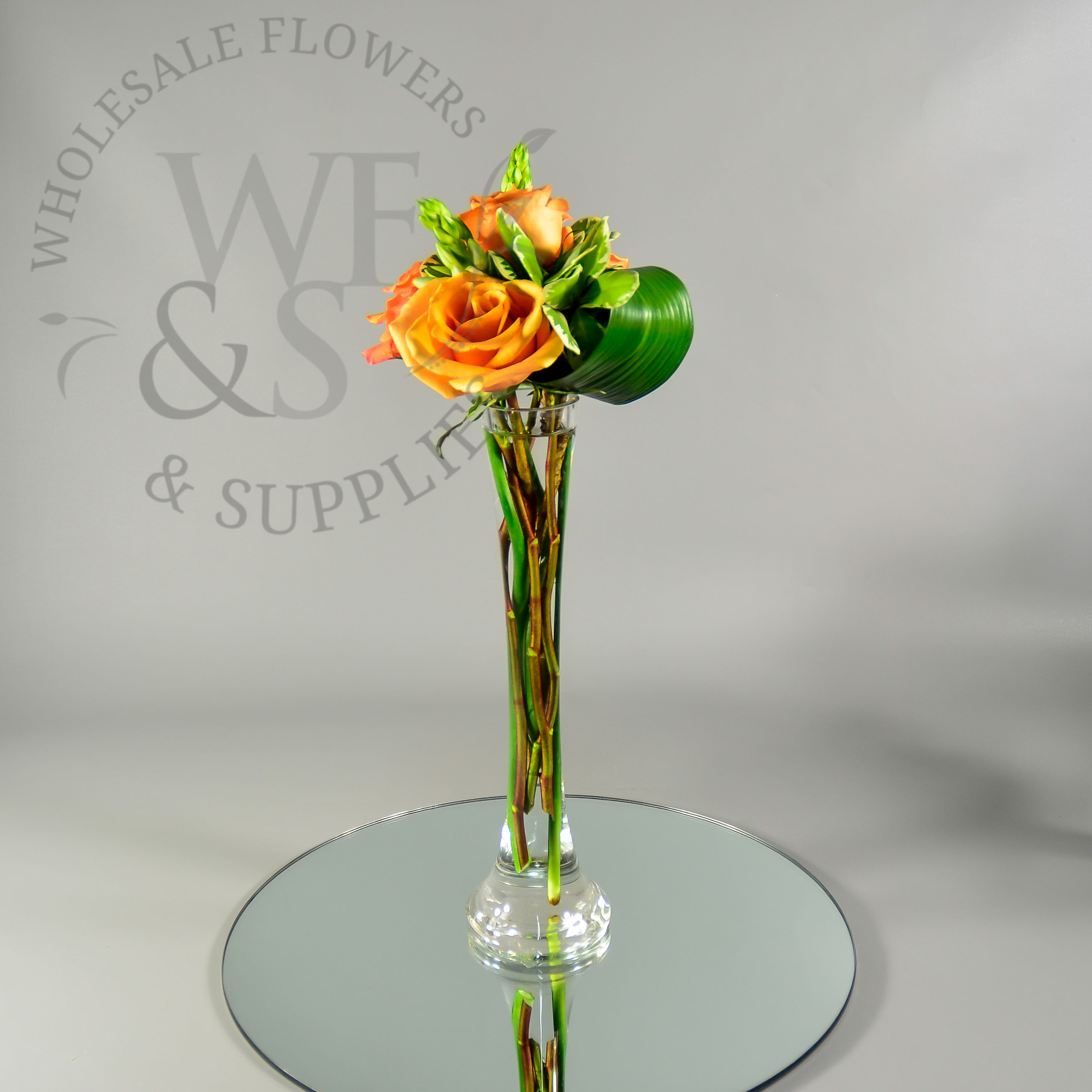 Mini Glass Tower Vase 12" floral arrangement