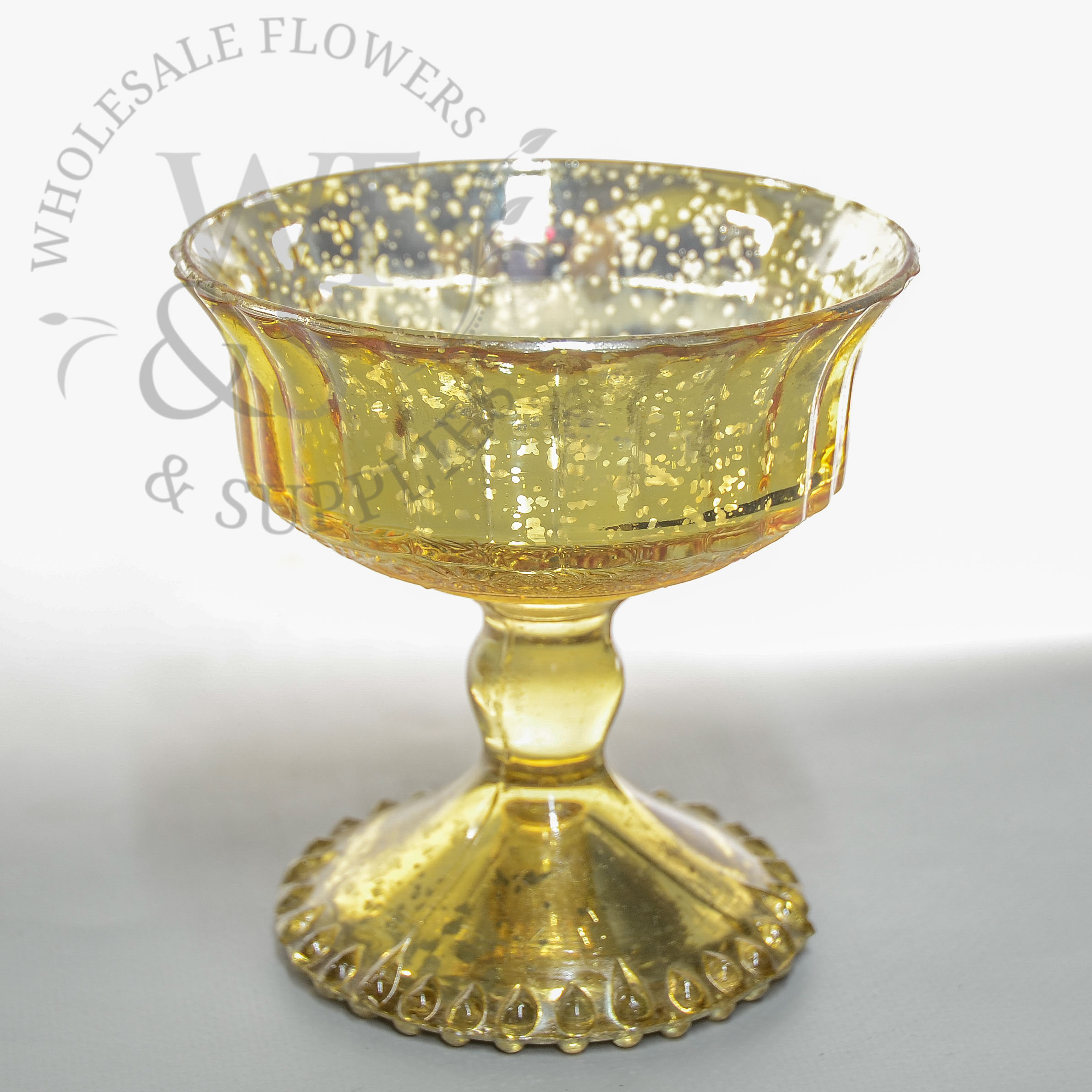 Gold Glass Pedestal Vase 4.8"