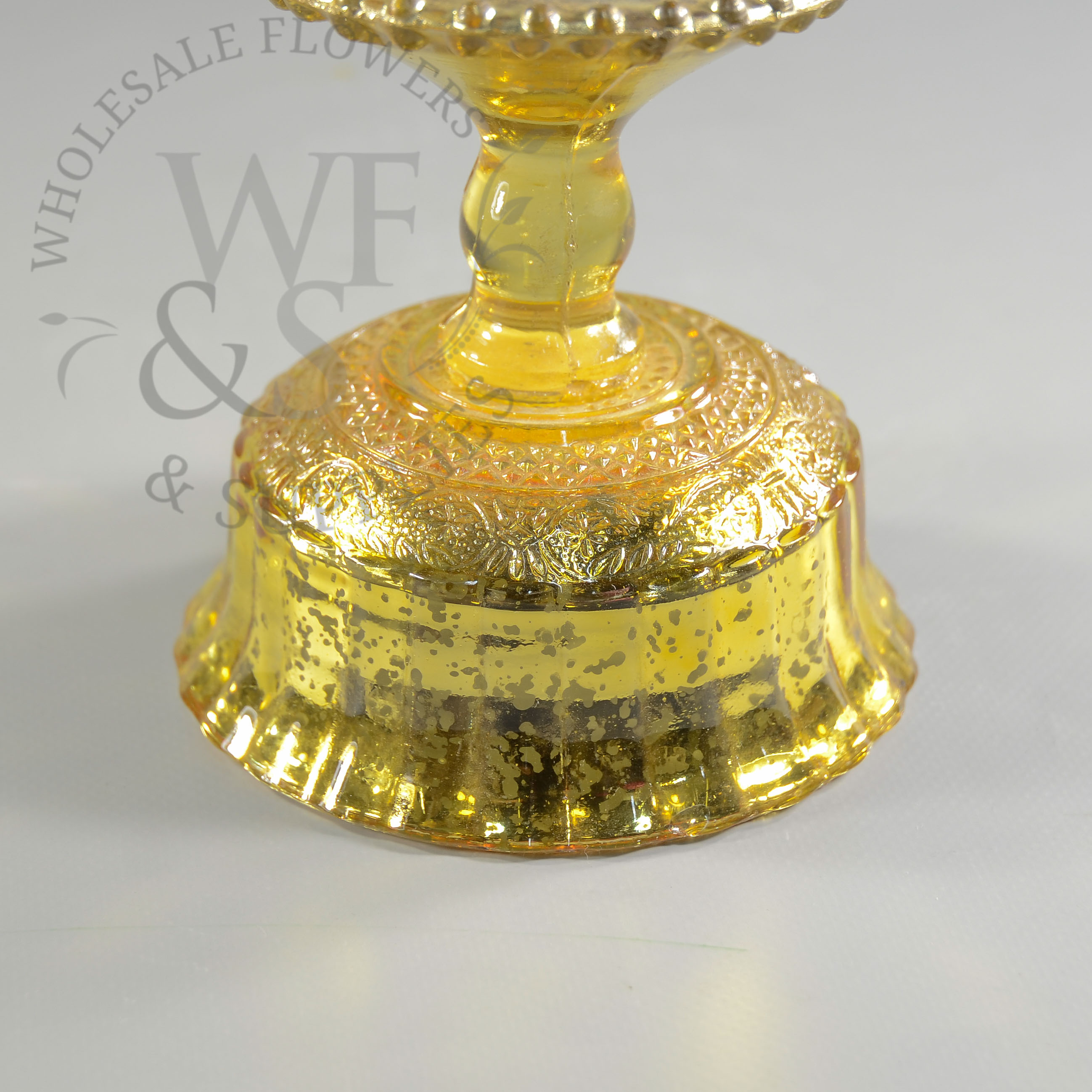 Gold Glass Pedestal Vase 4.8"- bottom