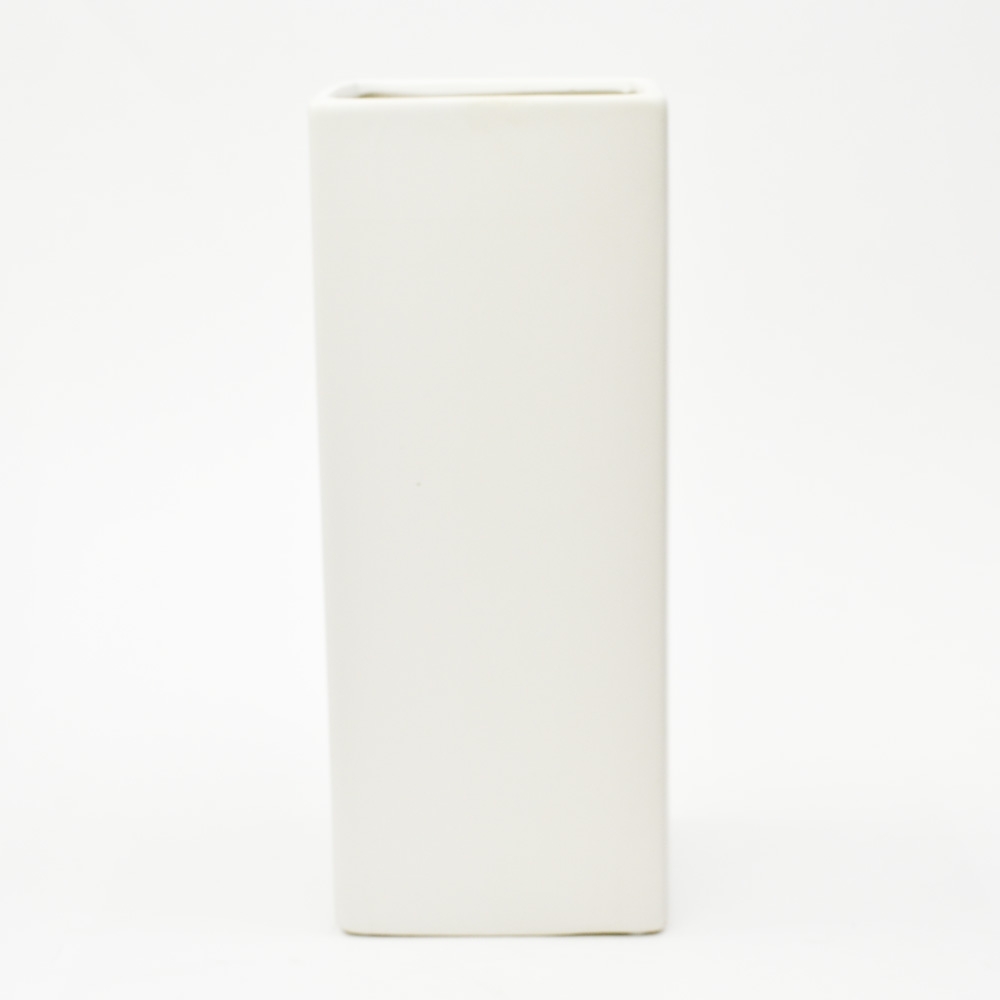 12 inch tall White Square Vase 2