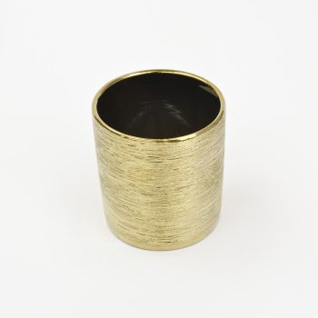 Gold Etched Mini Ceramic Cylinder Vase Candle Holder-2