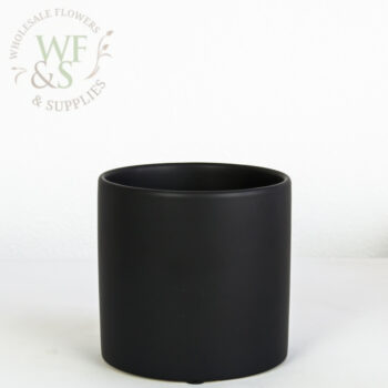 Matte Black Ceramic Cylinder Centerpiece Vase 6-inch tall