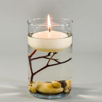 Glass Cylinder Vase 8-inch x 6-inch with floating candle