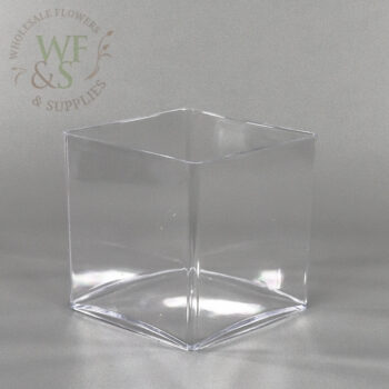 Square Plastic Vase Clear 6-inch-4