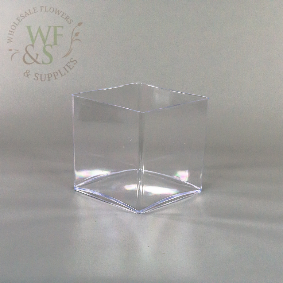 Plastic Cube Vase - Clear-3