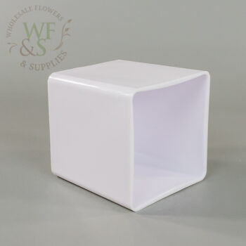 4" White Plastic Cube Vase