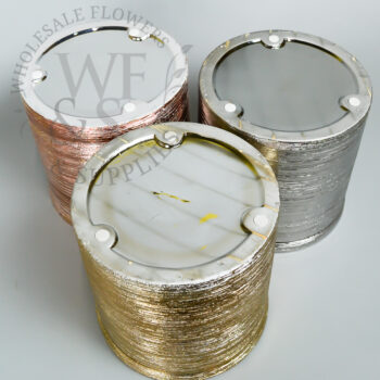 Gold, Silver and Rose Gold Etched Ceramic Cylinder Vases 6" tall bases