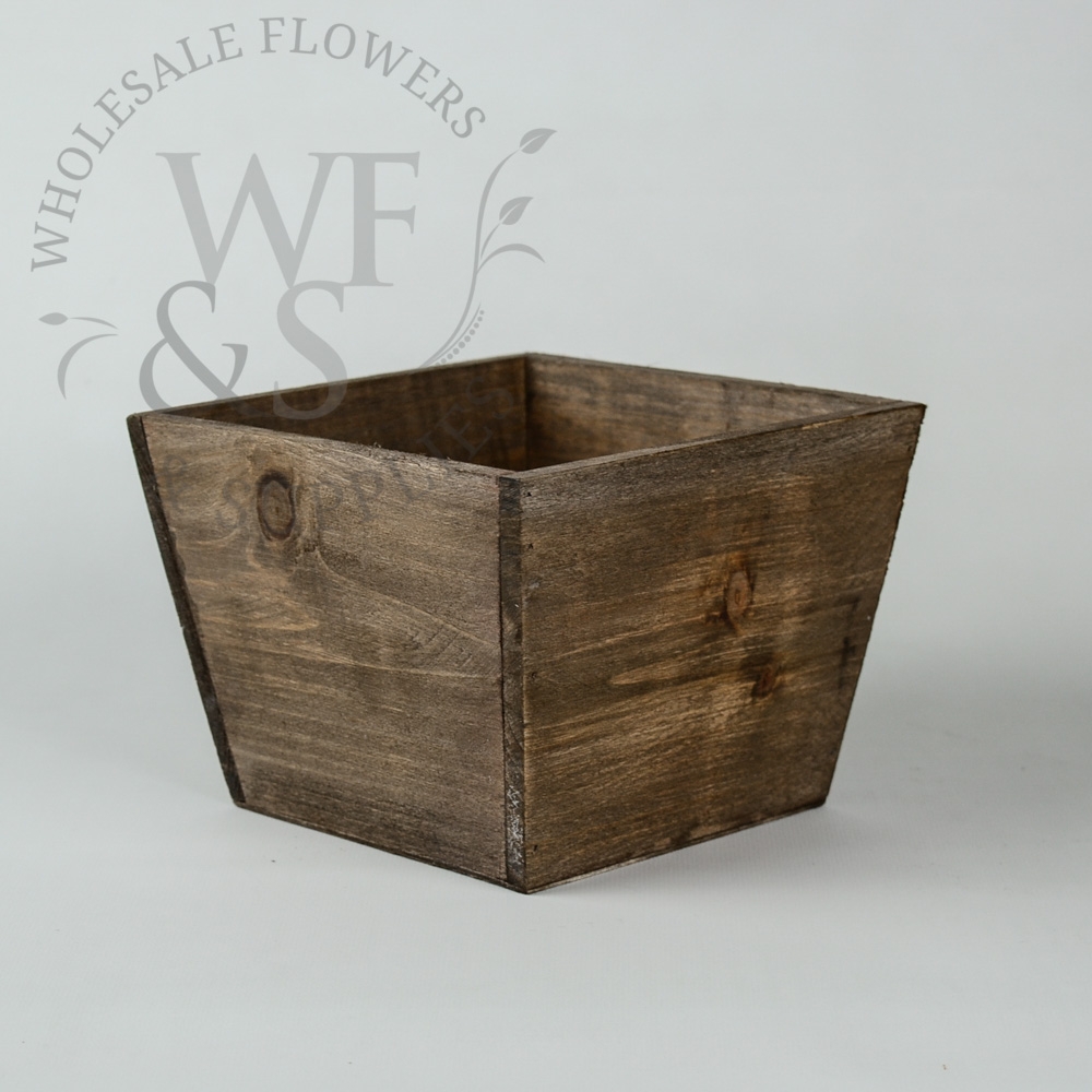 Square wood Flower Pot Vase Container in Brown 5"-5