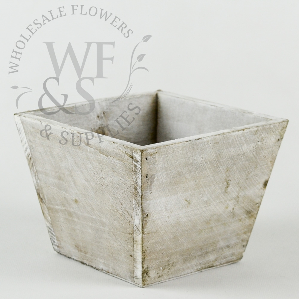 Wood Tapered Planter Box in White  2