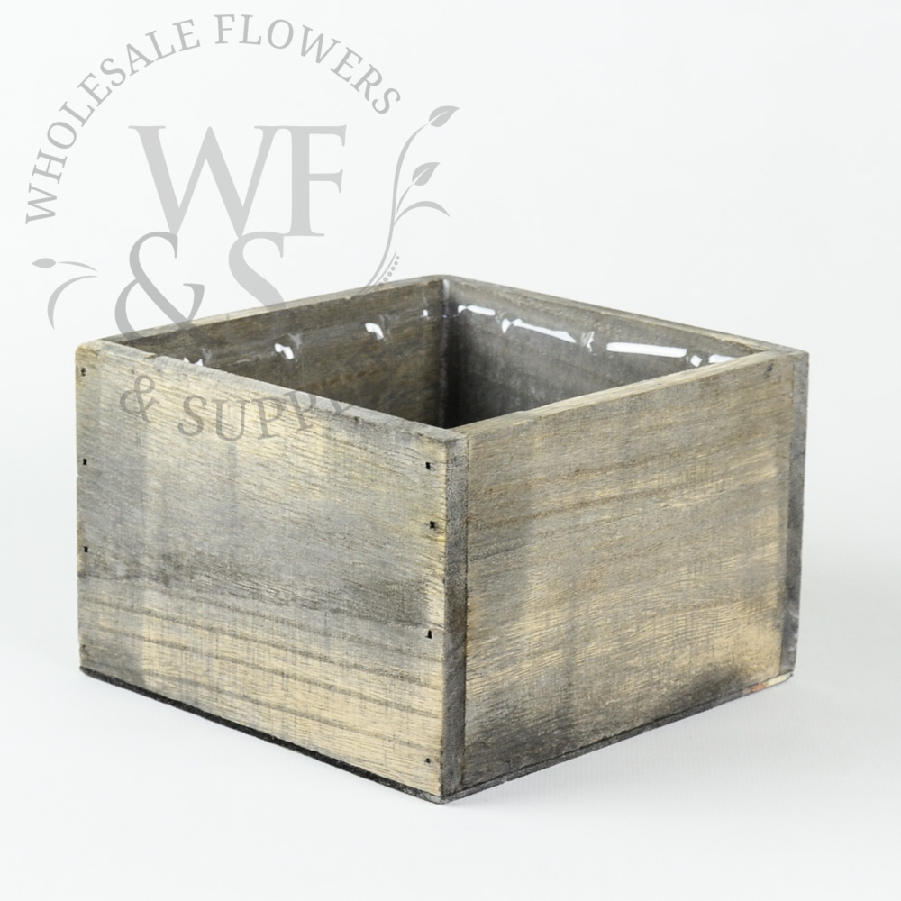 Wood Rectangular Flower Box Planter in Grey 4" tall