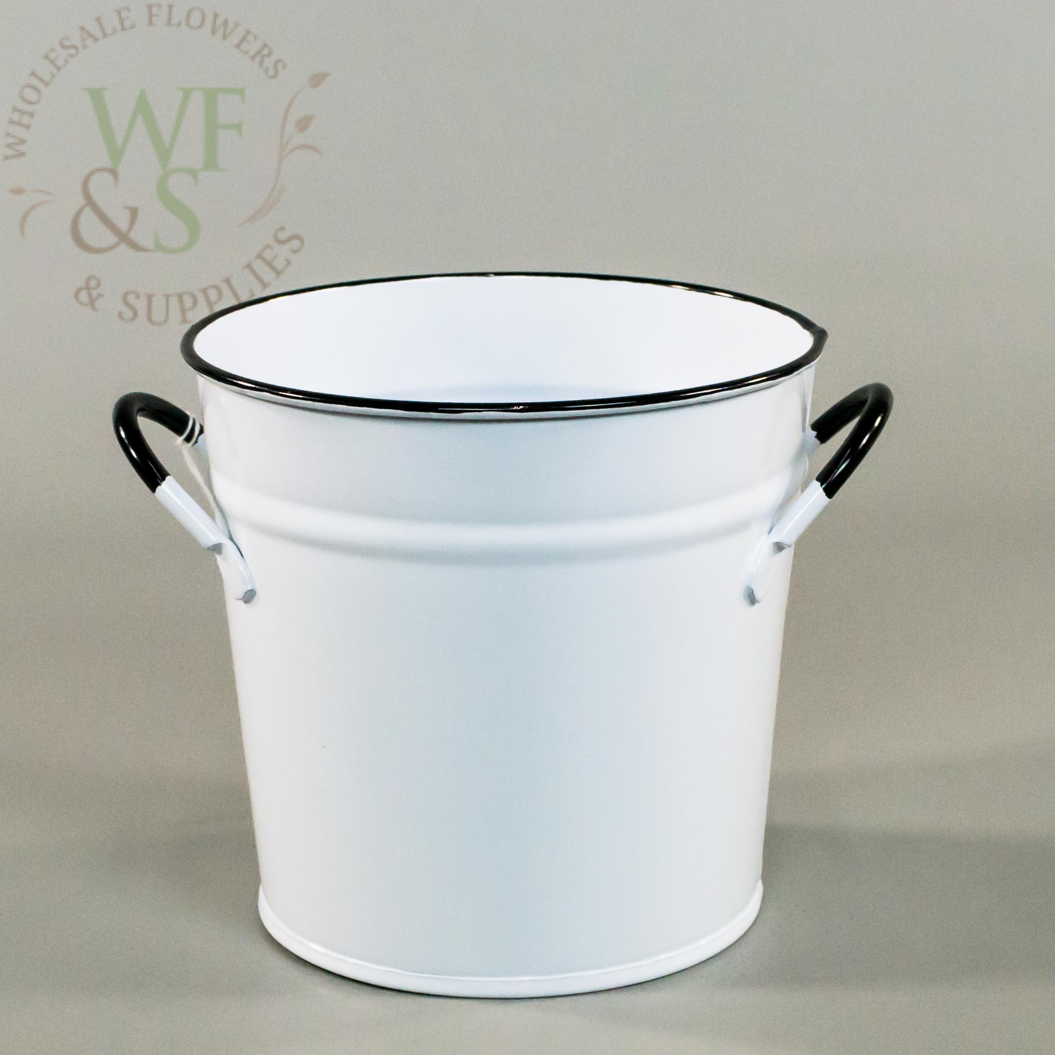 White Enamel Look Pale Bucket 5"