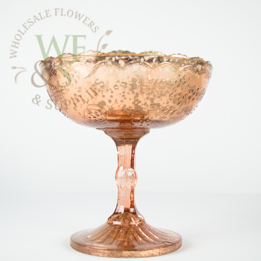 Rose Gold Blush Copper Glass Pedestal Bowl 6"