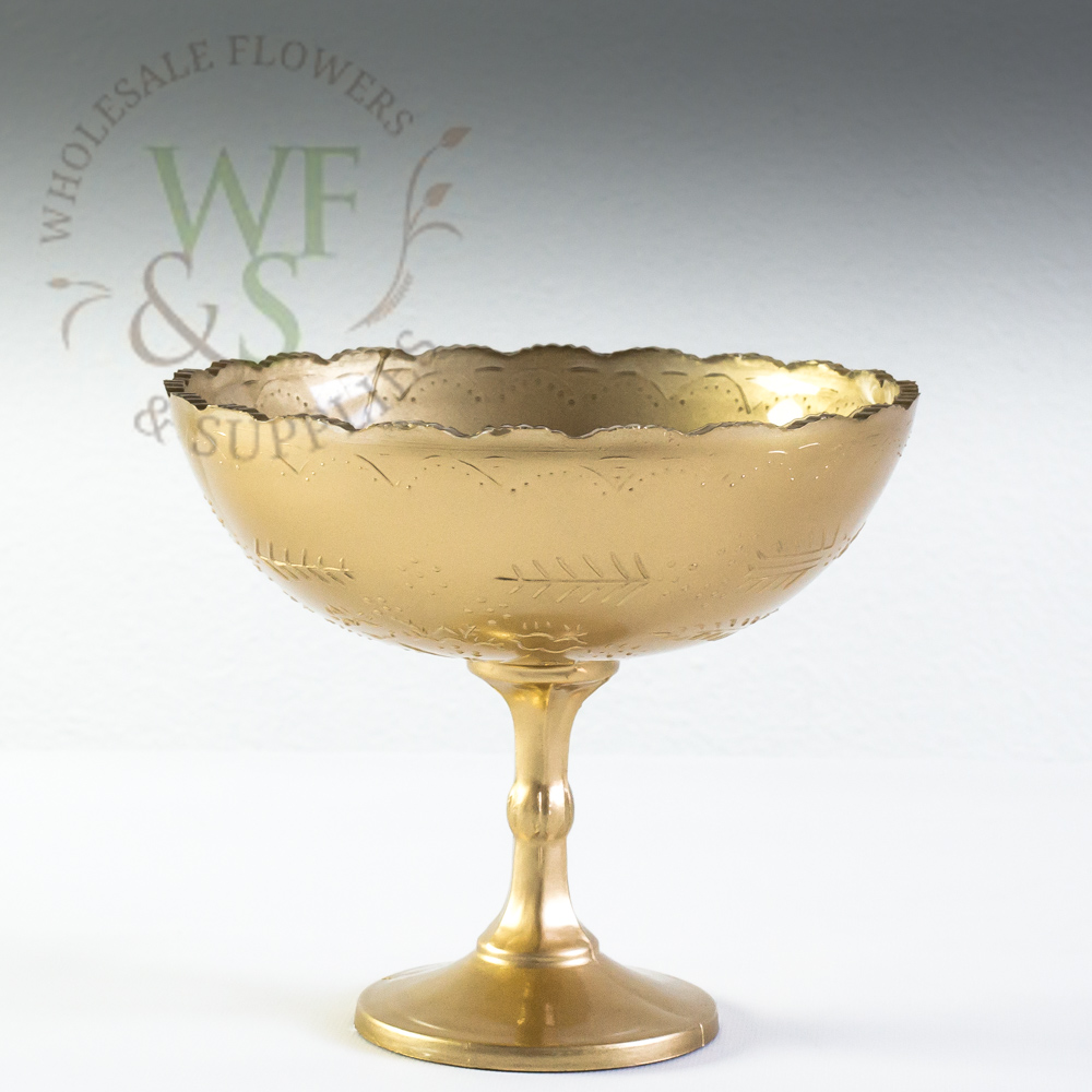 Glass Pedestal Vase Gold 7 inches