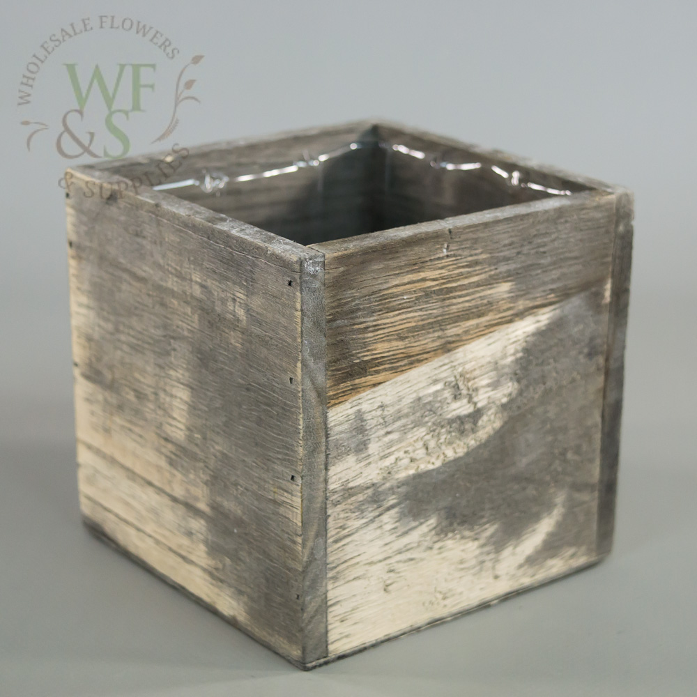 4.8" Wooden Planter Box Grey Brushed