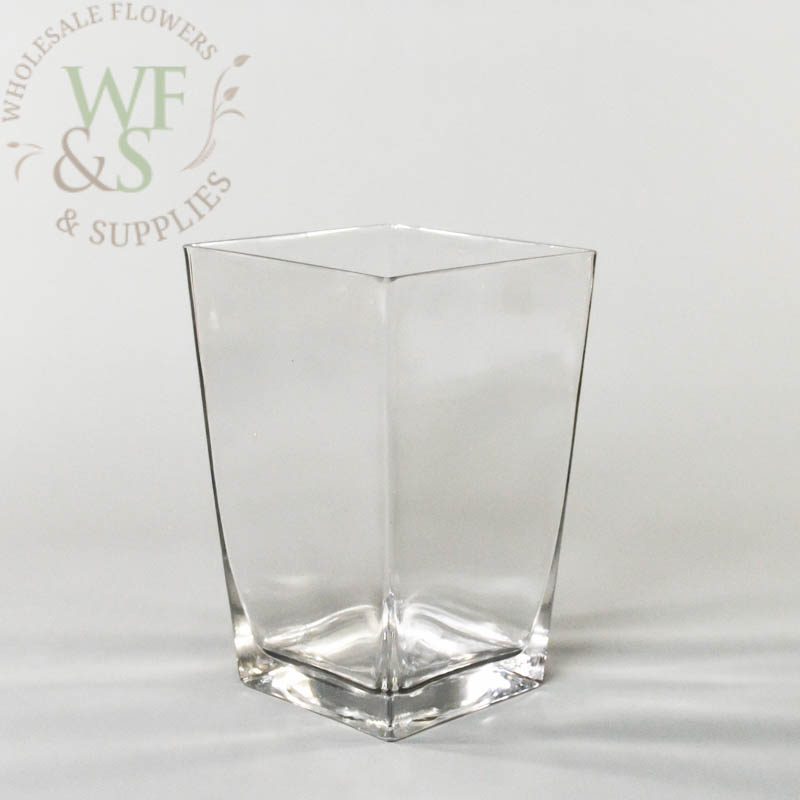 Taper Down Square Glass Vase 8" 2