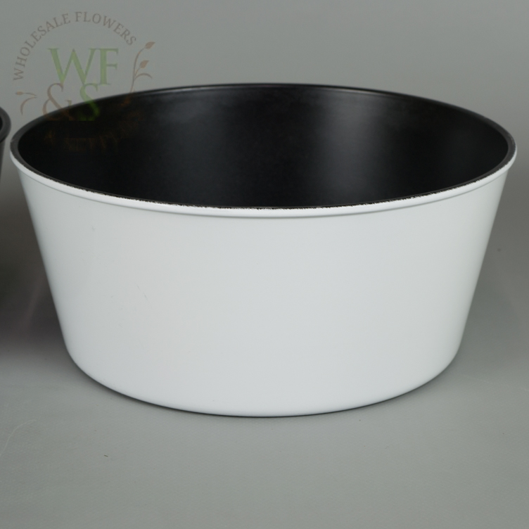 Black and white recycled plastic dish garden flower pot vase container 2