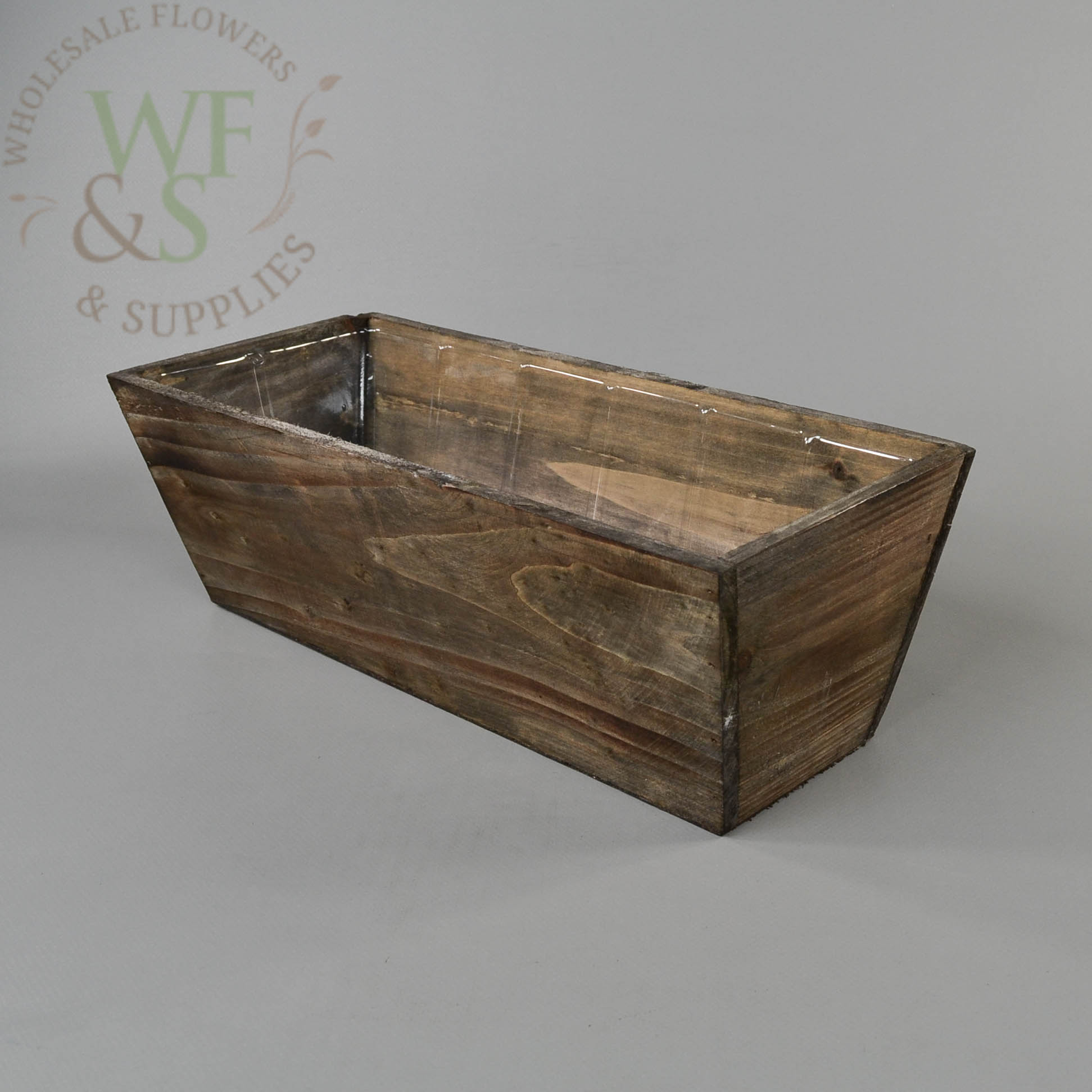 14"  Rectangular Tapered Brown Wood Planter