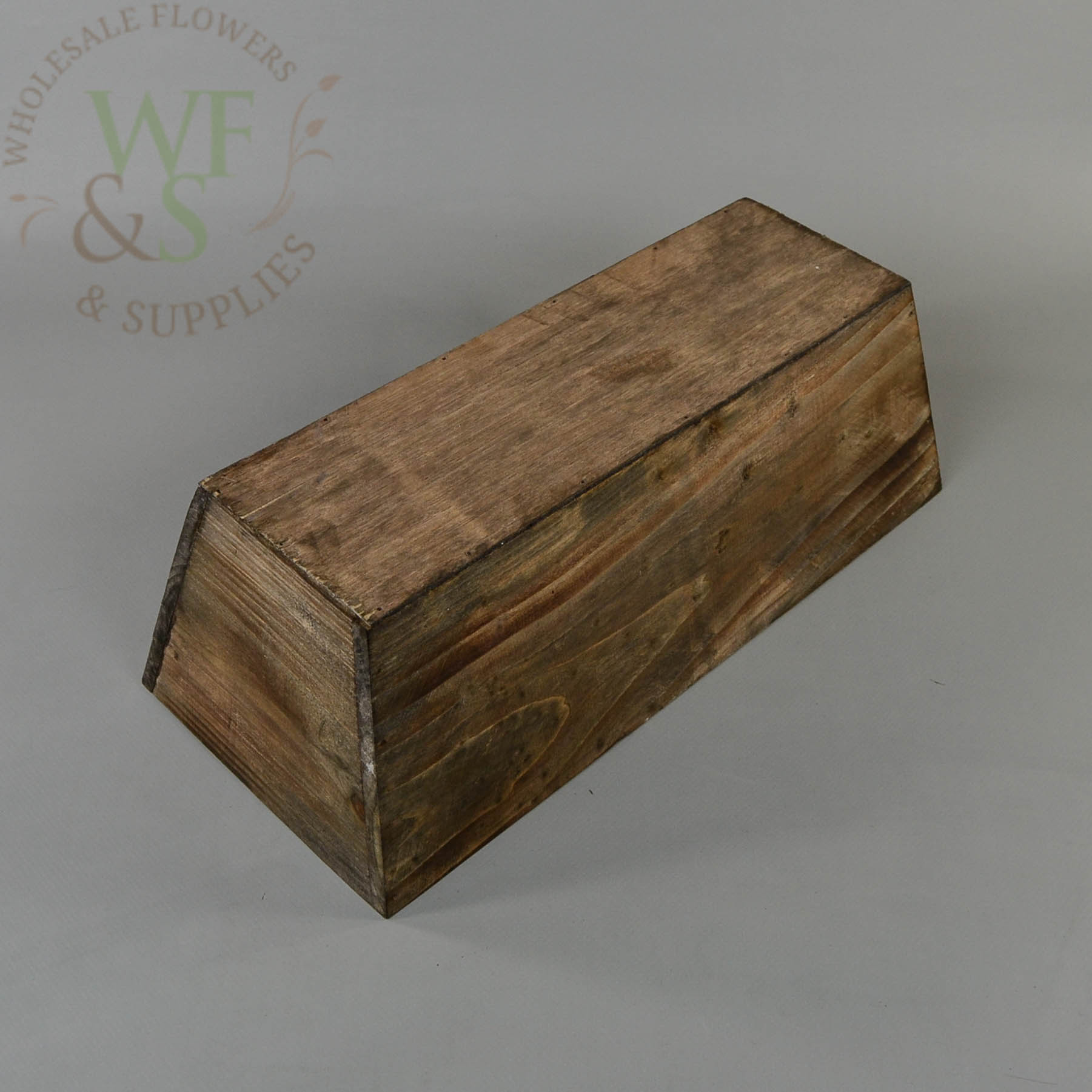 14"  Rectangular Tapered Brown Wood Planter base