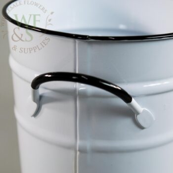 White Enamel French Bucket  11" handle