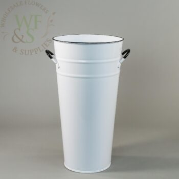 White Enamel French Bucket  11" side view