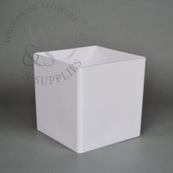 5" Plastic Cube Vase - White