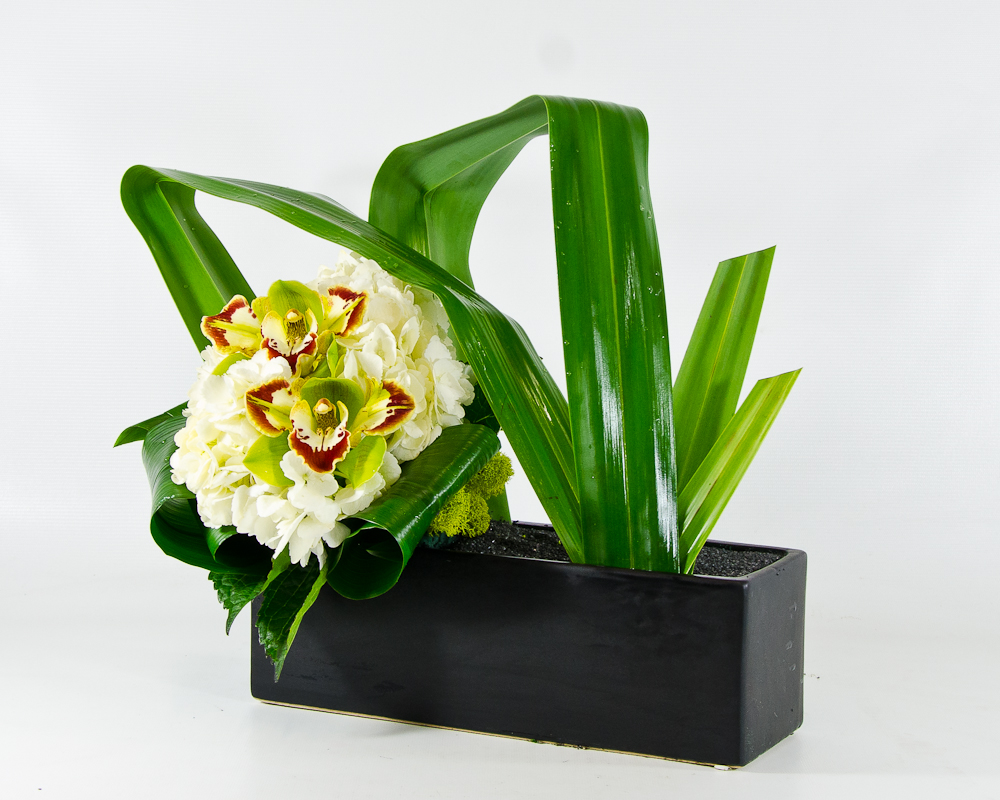 12" Matte Ceramic Rectangular Block Vase Arrangement