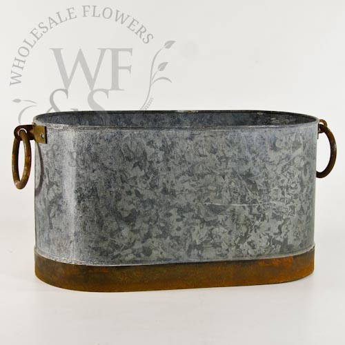 Gray Zinc Oval Wash Bucket