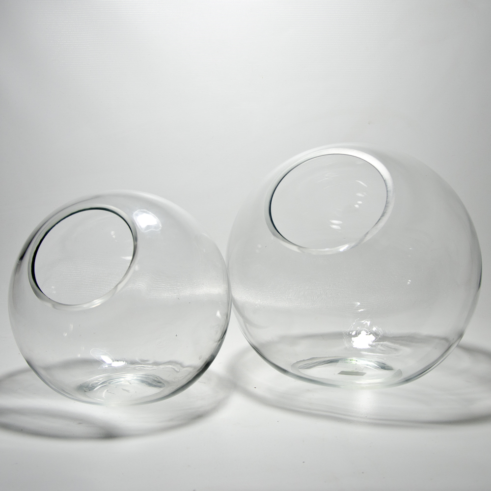 Tilted Glass Bubble Bowl Vase two sizes