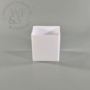 4" White Plastic Cube Vase