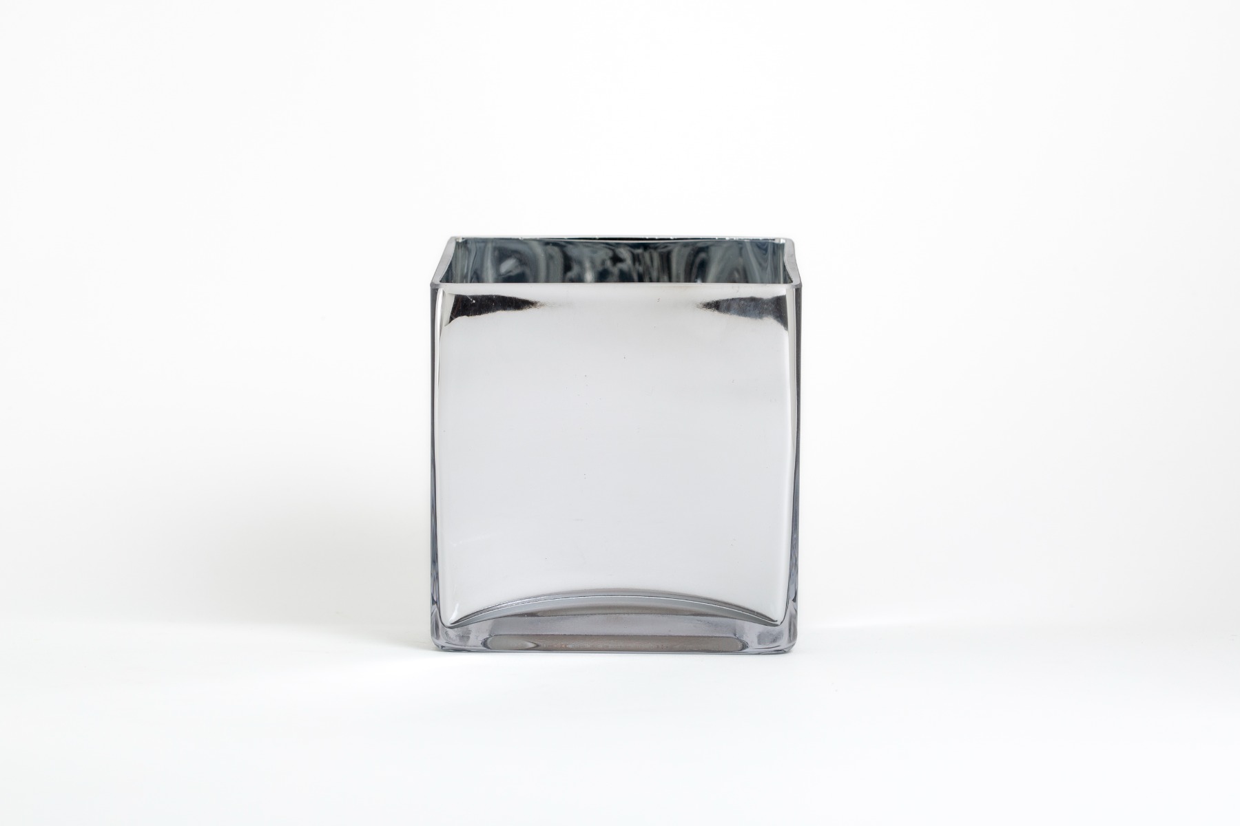 5" Mirror Glass Square Vase - Silver Mirrored